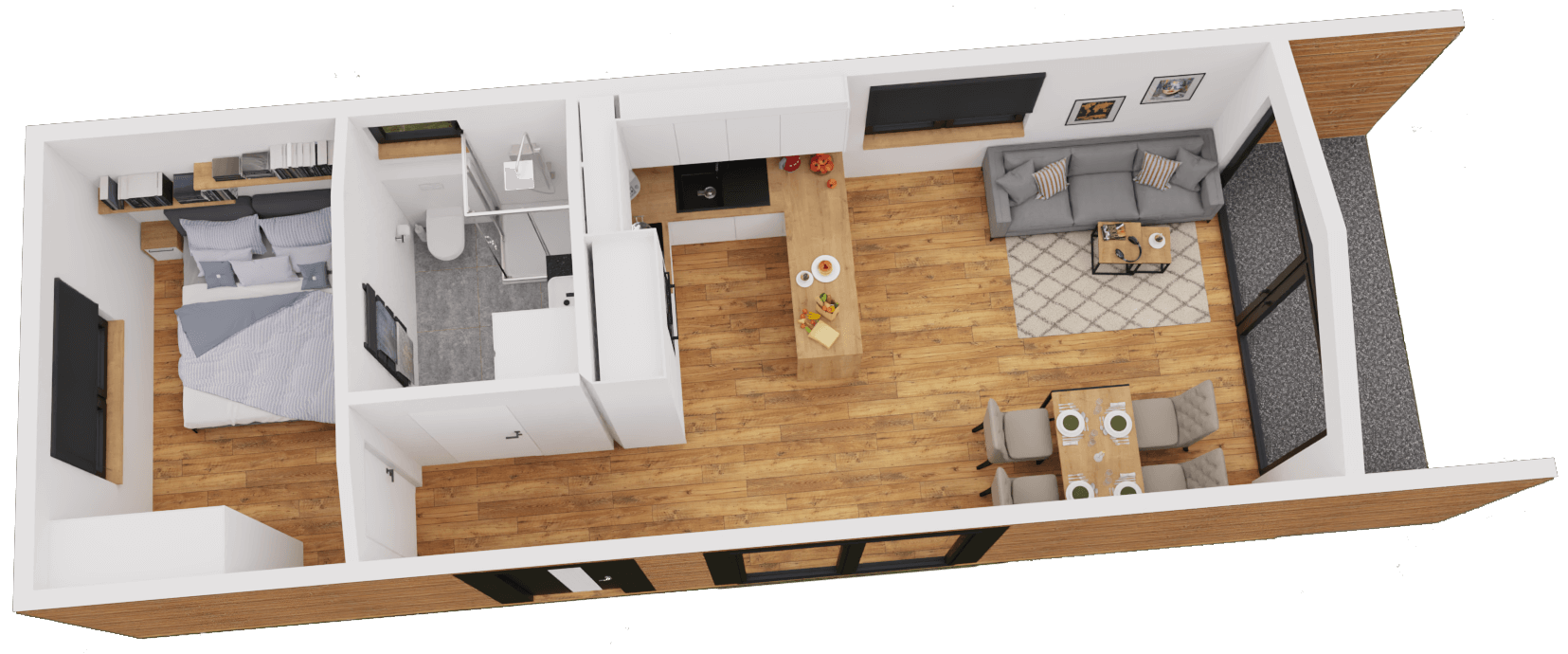 Mobilny Domek całoroczny Monaco 48 m² z tarasem